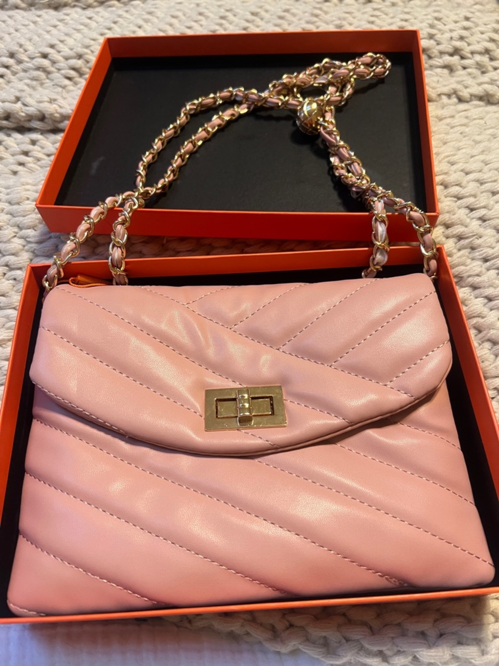 Pink Quilted Chain-Handle Shoulder Bag